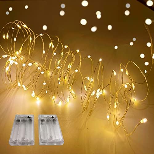 [2 Pacchi] Stringa Luci LED a Batteria, TEOPHA 3m 30 LED mini luci a batteria con Ghirlanda Luminosa Lucine LED Decorative per Camere da Letto Giardino Casa Feste Natale Matrimonio (Bianco Caldo)