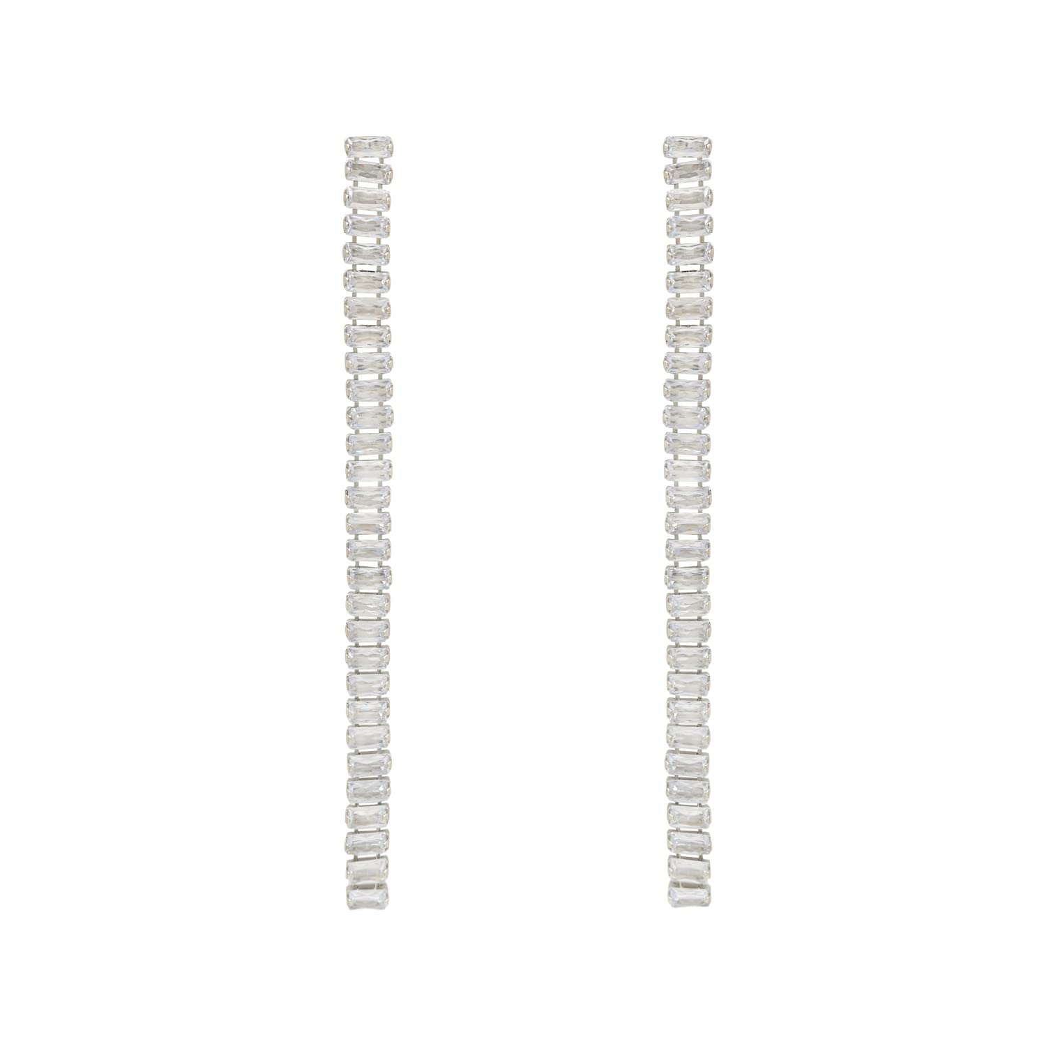 I Jewels Sparkling Glamorous Silver Plated CZ and American Diamond Tassel Drop Fashionable Earrings for Women/Girls (E3118S) (B0C37LD8PQ) Amazon Price History, Amazon Price Tracker