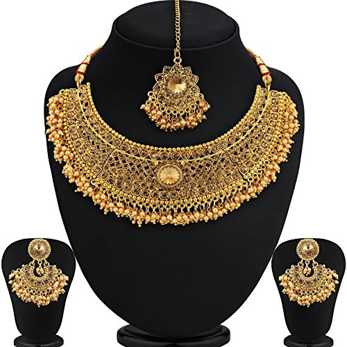 Sukkhi Trushi Traditional Gold Plated Choker Necklace Set Combo For Women - Image 6