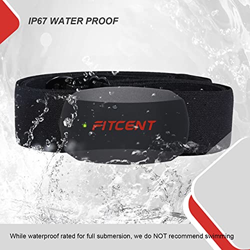 Fitcent Cardiofrequenzimetro con Fascia Toracica, Bluetooth & Ant+ Fascia Cardio Compatibile con App Sportive e Computer da Bici, IP67 Impermeabile Sensore di Frequenza Cardiaca