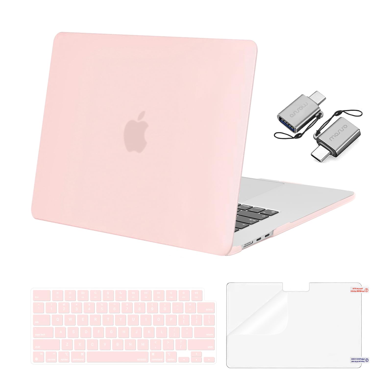 MOSISO Compatible with MacBook Air 15 inch Case M5 2026 M4 2025 M3 M2 2024 2023 A3448 A3241 A3114 A2941, Hard Shell&Keyboard Cover&Screen Film&Type C,