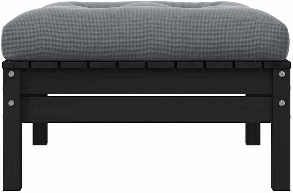 vidaXL 2-Seater Patio Sofa - Outdoor Relaxation Furniture with Cushions, Flexible Modular Design, Made from Solid Pinewood, Black