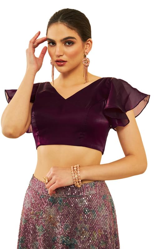 soch Womens Organza Flutter Sleeves Padded Blouse with Princess-Line-picture-42