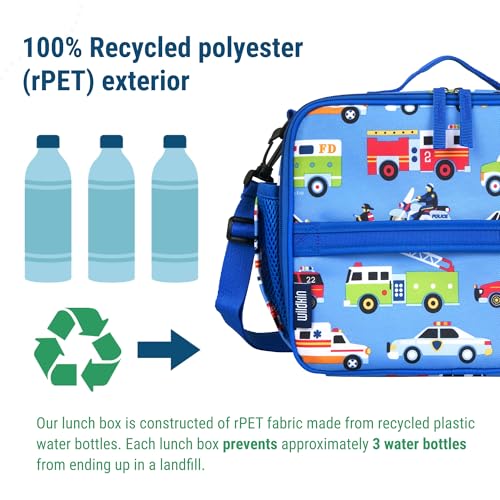 Image of Wildkin Kids ECO rPET Insulated Lunch Box - Keeps Food Hot or Cold, Easy-Clean Lining, Mesh Pockets & BPA-Free - Boys & Girls, Ideal for School, Travel & Daycare - Heroes