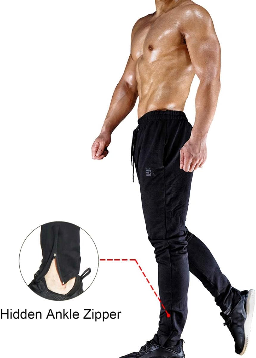 BROKIG Men's Zip Joggers Casual Gym Workout Track Pants - Image 7