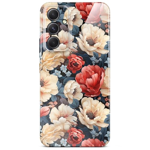Coque rigide fine pour Samsung Galaxy A54 5G motif floral haut de gamme avec abri caméra
