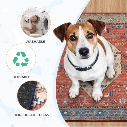 Image of Lahome Reusable Washable Puppy Pads - 2 Pack Super Absorbent & Waterproof Dog Training Mats for Potty, Crate and Floor - Leakproof Pee Pads with Non-Slip Backing (Red, 36 inchx48 inch)