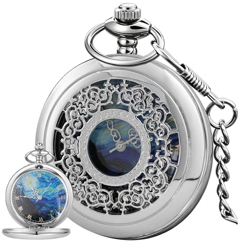 Image of Tiong Roman Numerals Scale Quartz Pocket Watches with Chain Christmas Graduation Birthday Gifts Fathers Day
