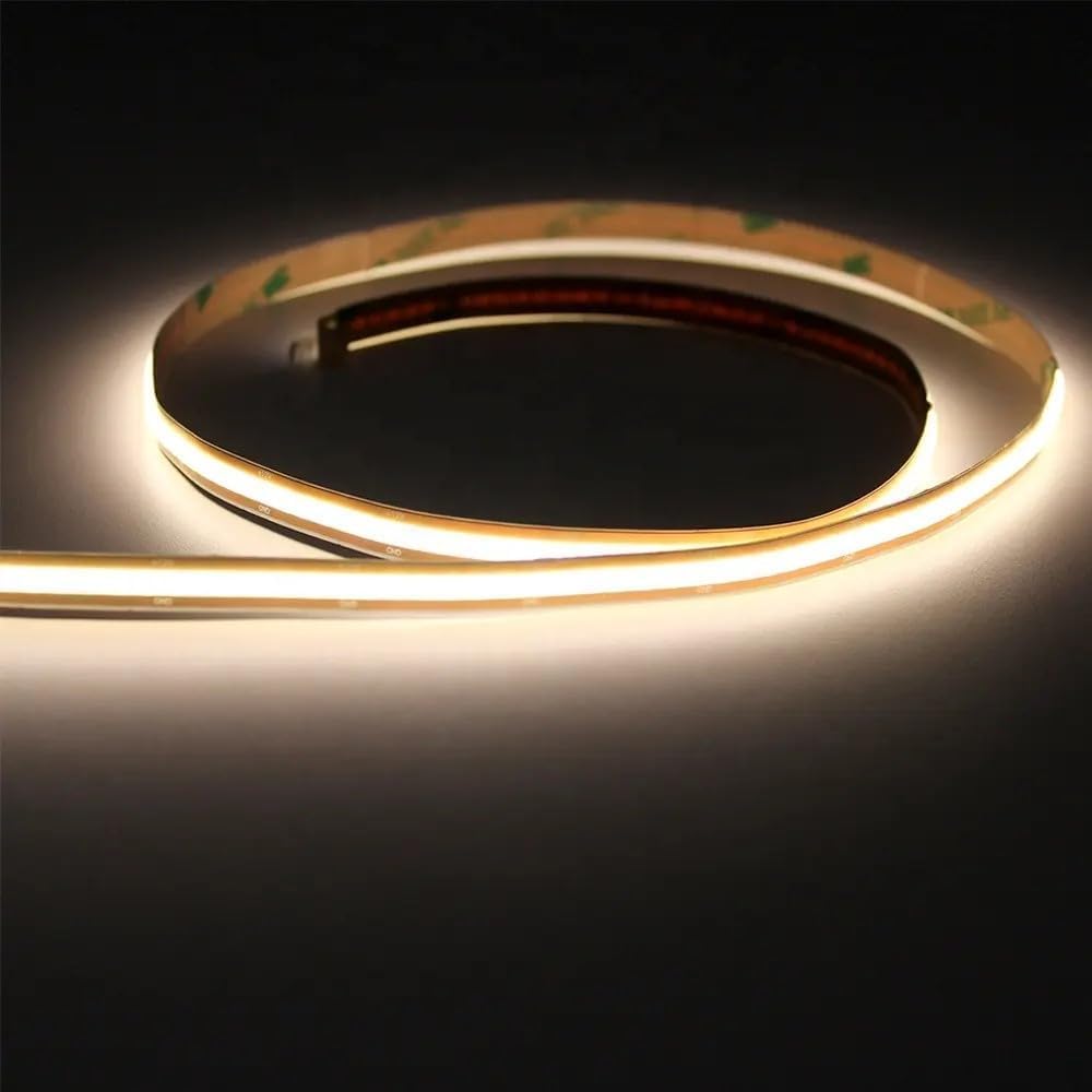 ZIGNITO COB LED Strip: Cut Anywhere, 8mm Wide, 1100 Lumens/m, 24V, Quick Connectors - Perfect for Cabinets, Wardrobes, Direct Lighting - Warm/Day White Options. (Warm White 2700k, 10m)