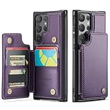 Vinich for Samsung Galaxy S24 Ultra Wallet Case with Card Holder, RFID Blocking Credit Slots Kickstand Shockproof Phone Cover Fit for Galaxy S24 Ultra 6.8' Purple