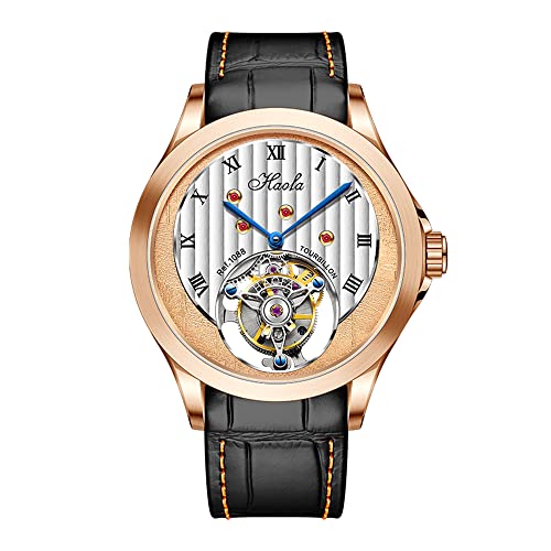 HAOFA トゥールビヨン メンズ 腕時計 機械式 手動巻き 中空の文字盤 防水 おしゃれ ファッション ラグジュアリー 男性腕時計