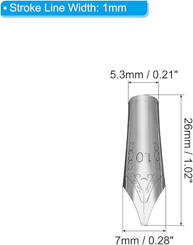 Miniatura 2 de PATIKIL Pluma estilográfica de 0.039 pulgadas de ancho de repuesto, 30 unidades de tinta de acero inoxidable 304, punta de caligrafía para dibujar y