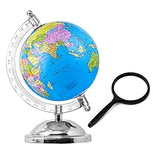 Zest 4 Toyz Globe For Kids, Stem Steam Educational World Globe With Magnifying Glass For Kids/Political Globe/Office Globe/Globes For Students (X Small) – Blue