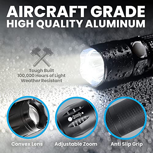 Bell+Howell Taclight Bright Led Flashlight Tactical Flashlights Zoom Function 5 Modes 100,000 Hour Bulb Water Resistant Durable Mini Flashlight 5.4” X 1.6” Battery Powered 3X Aaa #TOP2