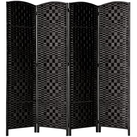 Rose Home Fashion Room Divider Privacy Screen 15.7" Room Dividers and Folding Privacy Screens 4 Panel Black Room Divider Wall 6FT Tall Partition Room Divider Separator Cover