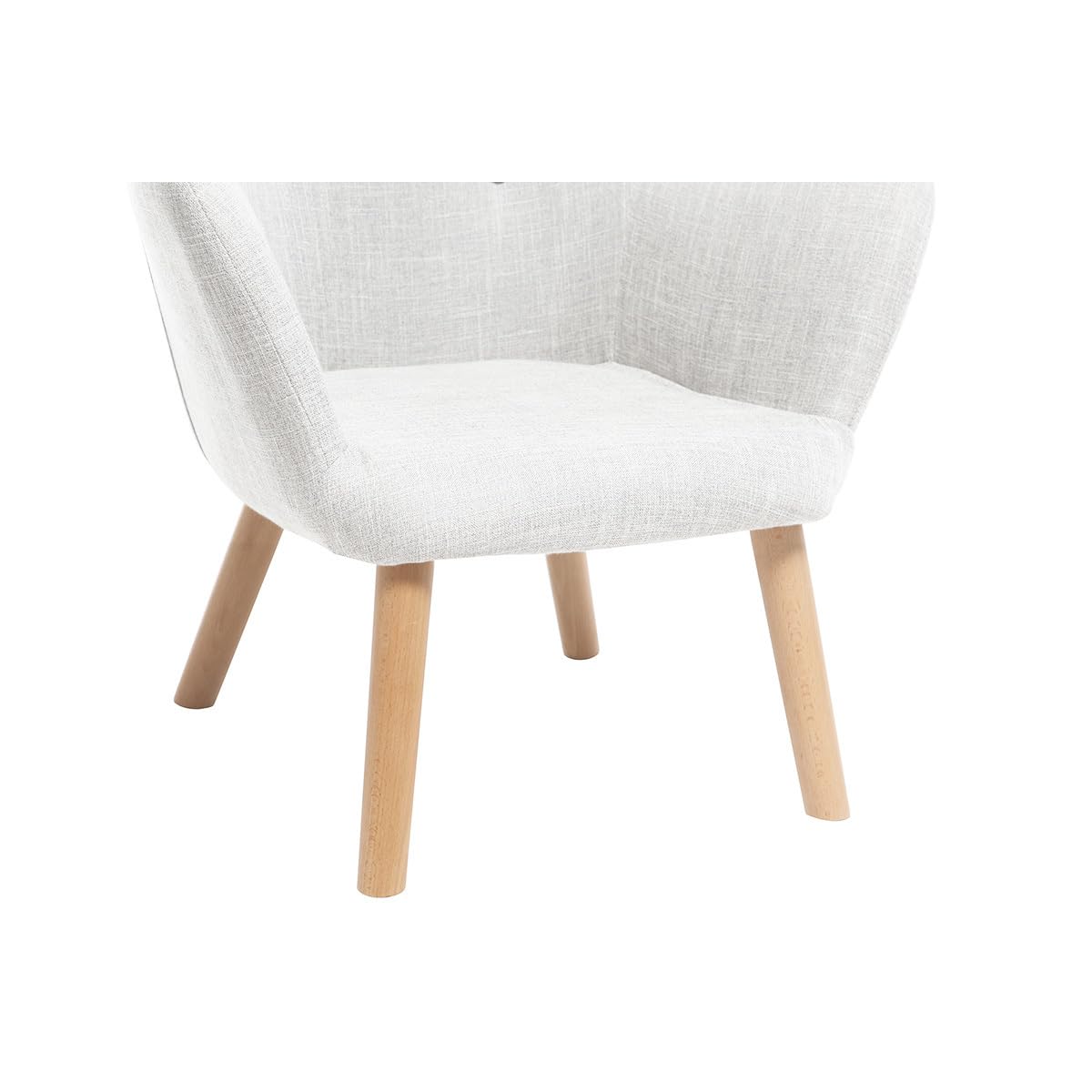 Fauteuil enfant scandinave en tissu gris polaire et bois clair BABY BRISTOL