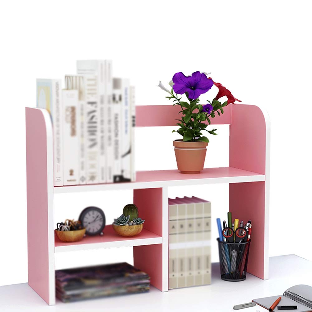 Lampe Murale,-Sling Bibliothèque Petit Volume 3 Couches Bibliothèque de Bureau Double Tiroir Boîte de Rangement Créatif Préservatif Bois, 4 Couleurs, 2 Styles (Couleur : Rose, Taille : 60X17X48CM)