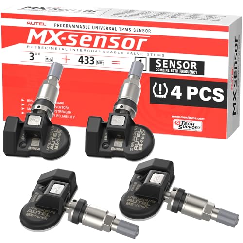 Autel RDKS Sensor 2en1 MX-Sensor, Duale Frequenz OE-Niveau TPMS-Sensoren für 99% Autos, Funktioniert mit TS408S TS501Pro TS508WF TS601, Programmierbarer & Klonbarer Reifensensor(Metallventil, 4 Stück)