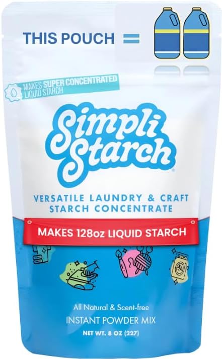 Dissolvable Liquid Starch Powder Mix. Makes 128 Oz Liquid Starch. Perfect For Stiffening Fabric, Removing Wrinkles, Laundry & Ironing. Ideal for Arts and Crafts, Paper Mâché, Playdough (1 Pack)