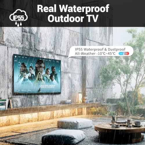 Image of 55 Inch Outdoor TV, Smart TV IP55 Waterproof Outside TVs, 1000 Nits 4K UHD, Outside Television WebOS 25 Voice Control with Dolby Atmos for Covered Patio, Backyard & Poolside