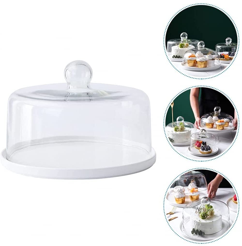 Soporte para tartas con cúpula para tartas con tapa de cristal, bandeja de postre con tapa para boda, fiesta, cena