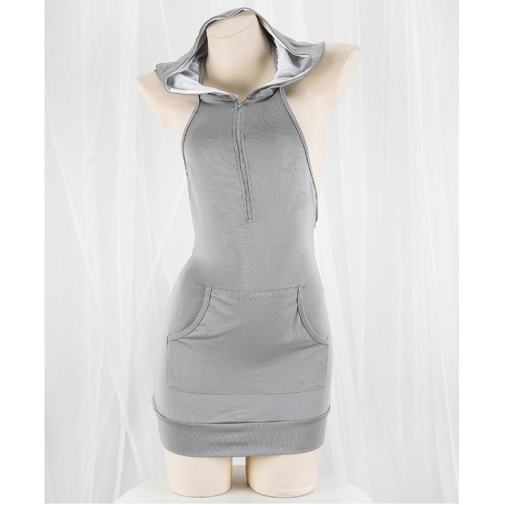 Women's sexy cosplay tight fitting anime cute jumpsuit anime Japanese cute lingerie with hat anchor performance suit: Grey1