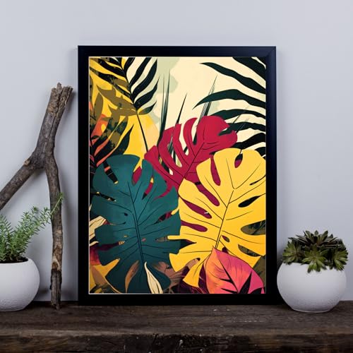 Impression de feuilles de monstera bleu sarcelle pour réveiller un mur blanc et terne