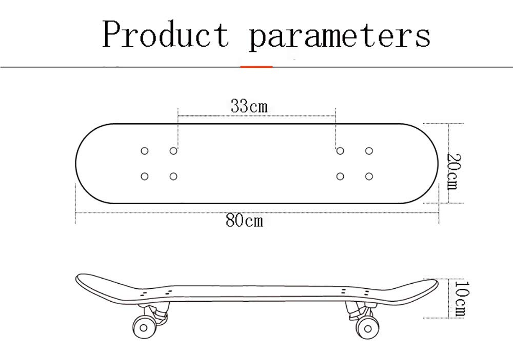 Skateboard Completo, Tabla de Skate Retro Maple Wood Adultos y Niños con Pro Skate Board, Alta Velocidad Rodamientos+PU Rueda, para Principiantes y Profesionales