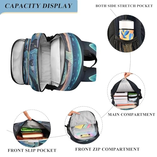 Sac à dos ordinateur portable enfants au motif champignon rêveur pour le lycée