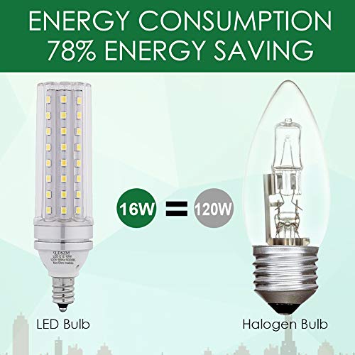 E12 Led Bulbs, 16W Led Candelabra Bulb 120 Watt Equivalent, 1400Lm, Decorative Candelabra Base E12 Corn Non-Dimmable Led Chandelier Bulbs, Daylight White5000K Led Corn Lamp, Pack Of 4 #TOP2