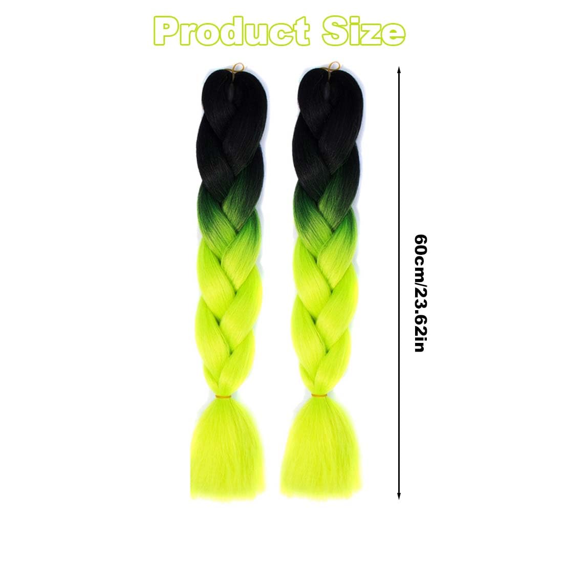 2 Trecce Per Casco Moto Con Ventosa | Coda Di Cavallo Sfumata | Decorazione Verde Gradiente - Foto 3