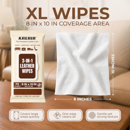 Kreair 3in1 Leather Wipes 75 Count