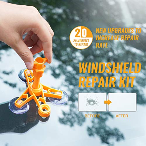 Upgraded Windshield Repair Kit – Premium Repair Resin Vehicle Windshield Crack Repair Tools for Fix Auto Glass Windshield Crack Chip Scratch Nicks Half-Moon Bulls-Eye Star-Shaped