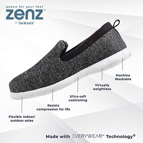 isotoner Men's Zenz Lightweight Moccasin Slipper, Slip-on Shoe, Hatch Knit-Black, 10 | Image 1