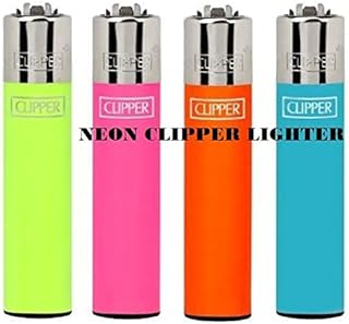 GENUINE CLIPPER LIGHTERS Neon Colour FLUORESCENT' FLINT REFILLABLE( PACK OF 4)