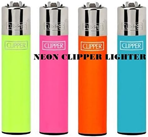 GENUINE CLIPPER LIGHTERS Neon Colour FLUORESCENT' FLINT REFILLABLE( PACK OF 4)
