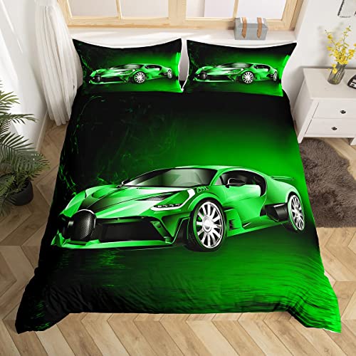 Juego de Funda de edredón para Coche Deportivo de Carreras,Juego de Ropa de Cama para niños y niñas,Funda de edredón de Deportes Extremos,Funda de edredón de Coche de Velocidad Fresca,2 Piezas de