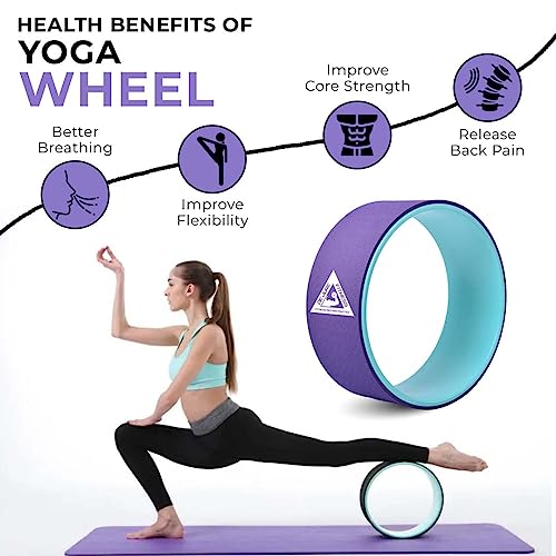 Image of De Jure Fitness Yoga Wheel | Ideal for Stretching, Backbends, Exercise, Deep Tissue Massage & Back Pain Relief | Dharma Yoga Prop Wheel with Ultimate Comfort -Purple