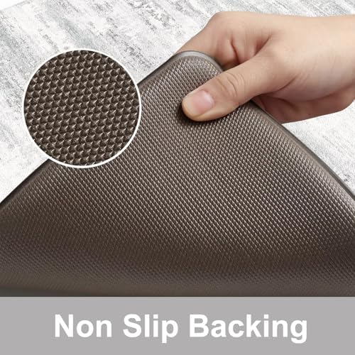 KIMODE Anti Fatigue Kitchen Mats for Floor, Abstract Farmhouse Kitchen Rugs, Cushioned Kitchen Floor Mats, Comfort Standing Mat for Sink, Laundry, Office, Desk Multi-Grey 17