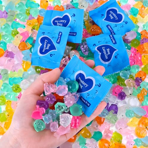 ShtNeeg 140 PCS Mini Resin Animals Blind Bags Glow in the Dark Animal Resin Models 50+ Animal Designs for Adults Miniature Animals for Classroom Fairy Garden Dollhouse Decor DIY Craft Decor