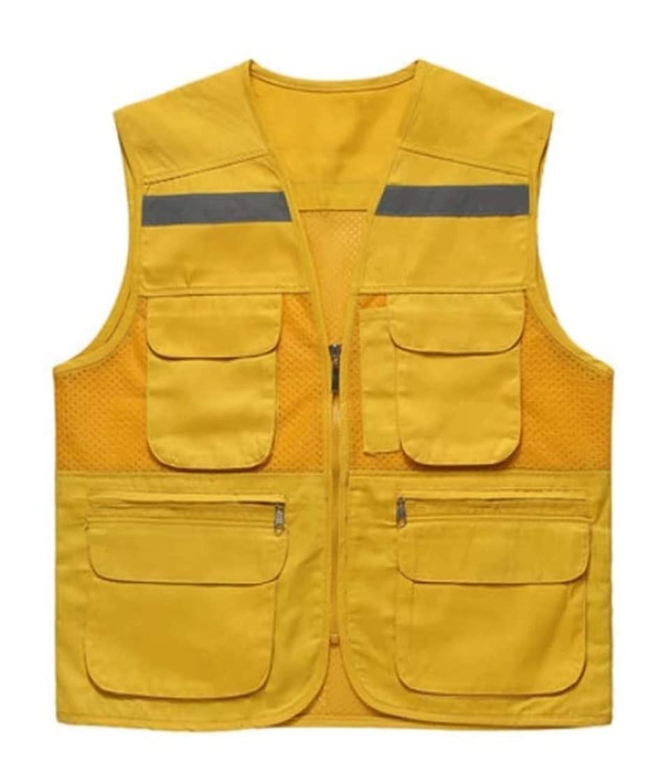 Vêtements Réfléchissants Costume réfléchissant la Fibre Polyester Gilet de sécurité avec Barre argentée adaptée au Jogging Nocturne Haute Visibilité(Yellow,3XL)