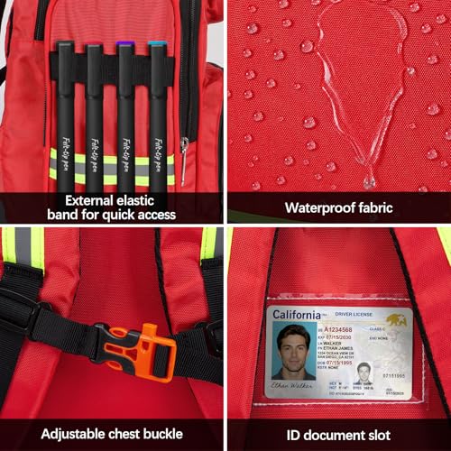 Image of Gatycallaty First Aid Backpack Medical Emt First Responder Bag Empty Ems Emergency Home Health Hiking Trauma Travel Camping (Red, Large)