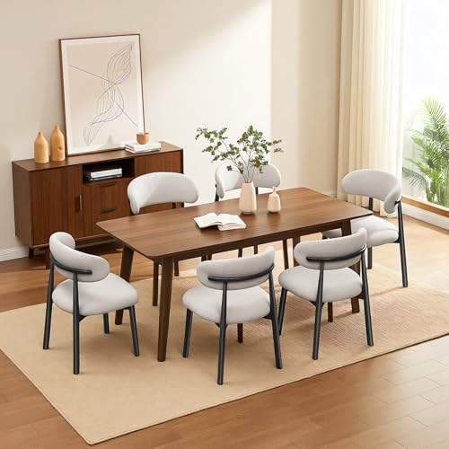 Aimerive Wooden Dining Chairs Set of 6 Modern Fabric Upholstered