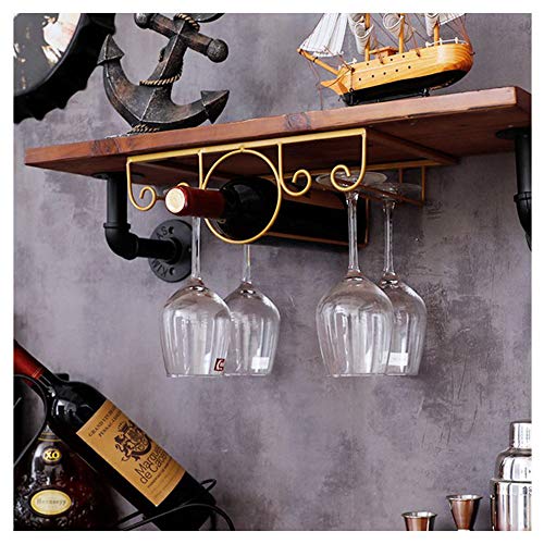 Red-Ni Home Kitchen Dining Wine Accessories Under Cabinet Stemware GlassBottle Rack Holder Hanger Storage Organizer Gold