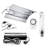 iPower 400 Watt HPS MH Digital Dimmable Ballast Grow Light System Kits Horticulture Wing Reflector Hood Set, 400W, with Timer and Hanger Rope