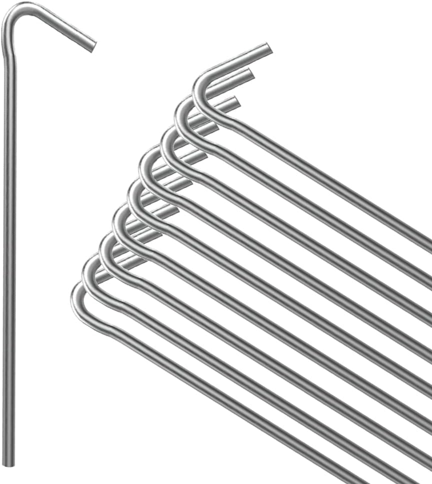 ANSIO® Tent Pegs Pack of 10 Galvanised Metal Pegs 4mm x 6 inch, Heavy Duty Camping Ground Pegs