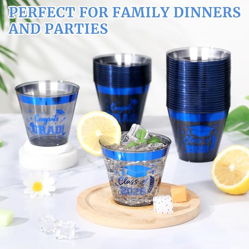 Image of 50 Pack 9 oz Graduation Cups,2026 Blue and Black Graduation Plastic Cups,Blue and Black Disposable Congrats Grad Party Cups for Class of 2026 Decorations School Party Favors Supplies