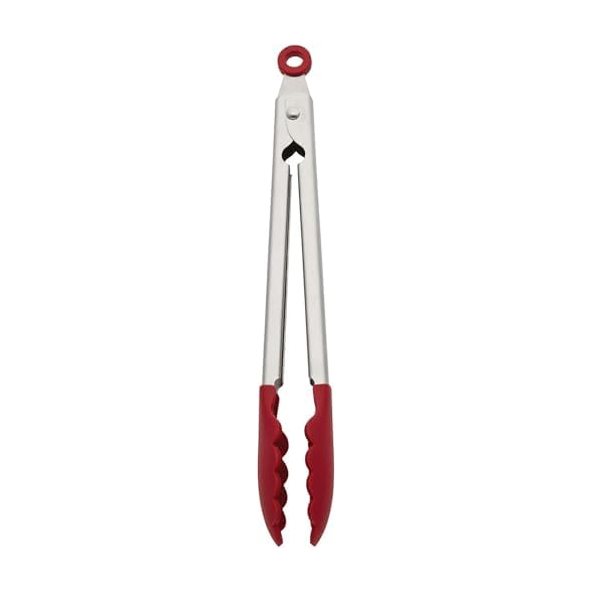 Silicone Stainless Steel Tongs, 12 Inch, Red