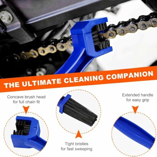 Image of Bike Chain Cleaning Brush Pack of 2 | Chain Cleaner Tool for Motorcycle, Bicycle & Scooter Chain, Sprocket and Gear Cleaning (Black & blue)