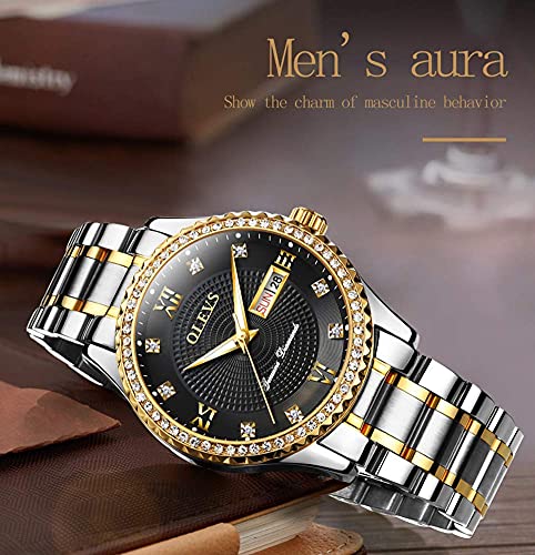 Image of OLEVS Men Leather Watches Black Ultra Thin 6.5mm Minimalist Dress Fashion Simple Casual Waterproof Date Watch for Men